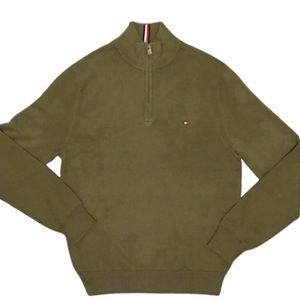 *NWT* Tommy Hilfiger Olive Green Zip Up Mock Neck Sweater Size Medium Wi…